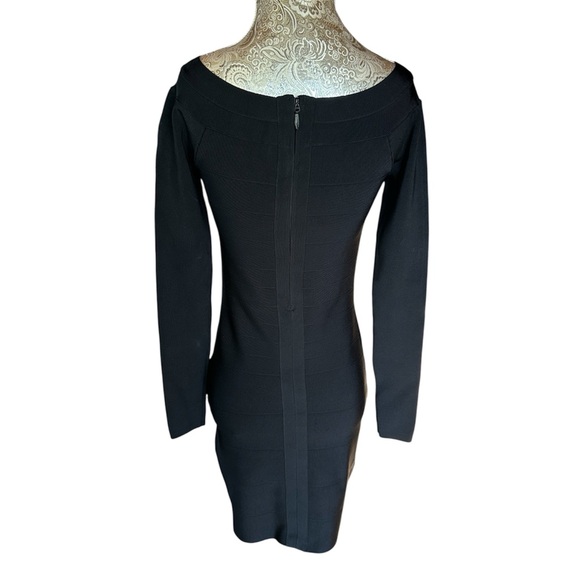 bebe Sexy Stretch Black Bandage Dress Cocktail Party Club Bodycon Medium - Picture 2 of 6